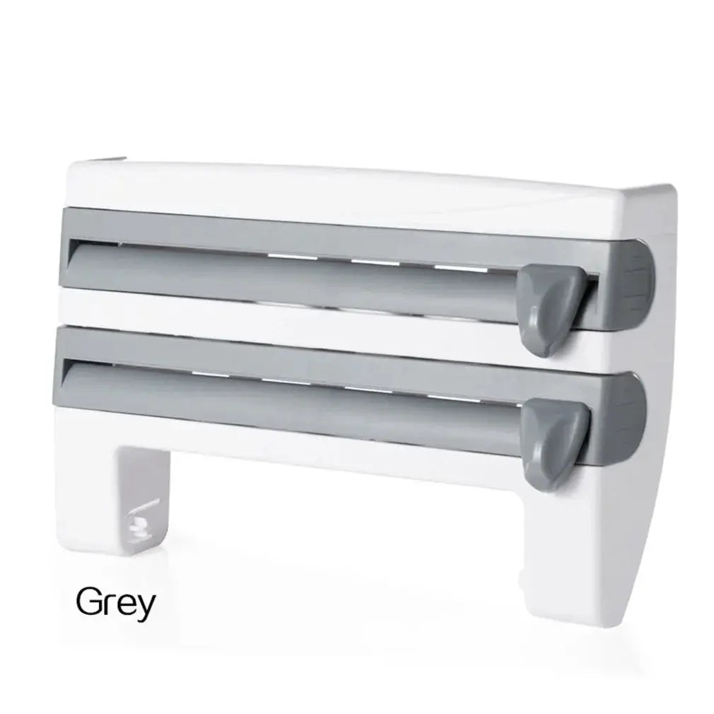 4 In 1 Adhesive Wall Mount Kitchen Organizer Paper Towel Holder Tissue Dispenser Film Cutter Sauce Bottle Rack