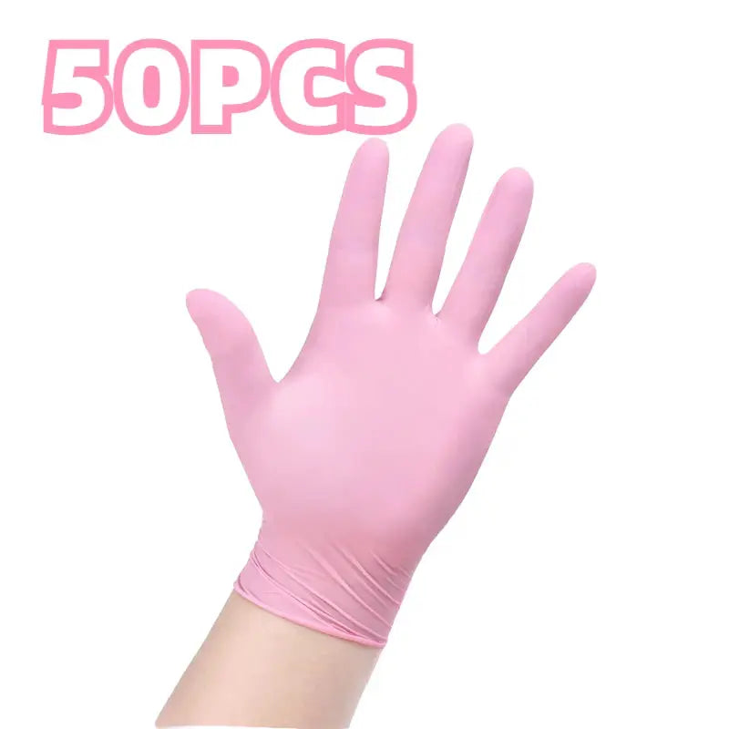 Pink nitrile gloves, 50 PCS, for household cleaning, kitchen, pet care and beauty tasks
