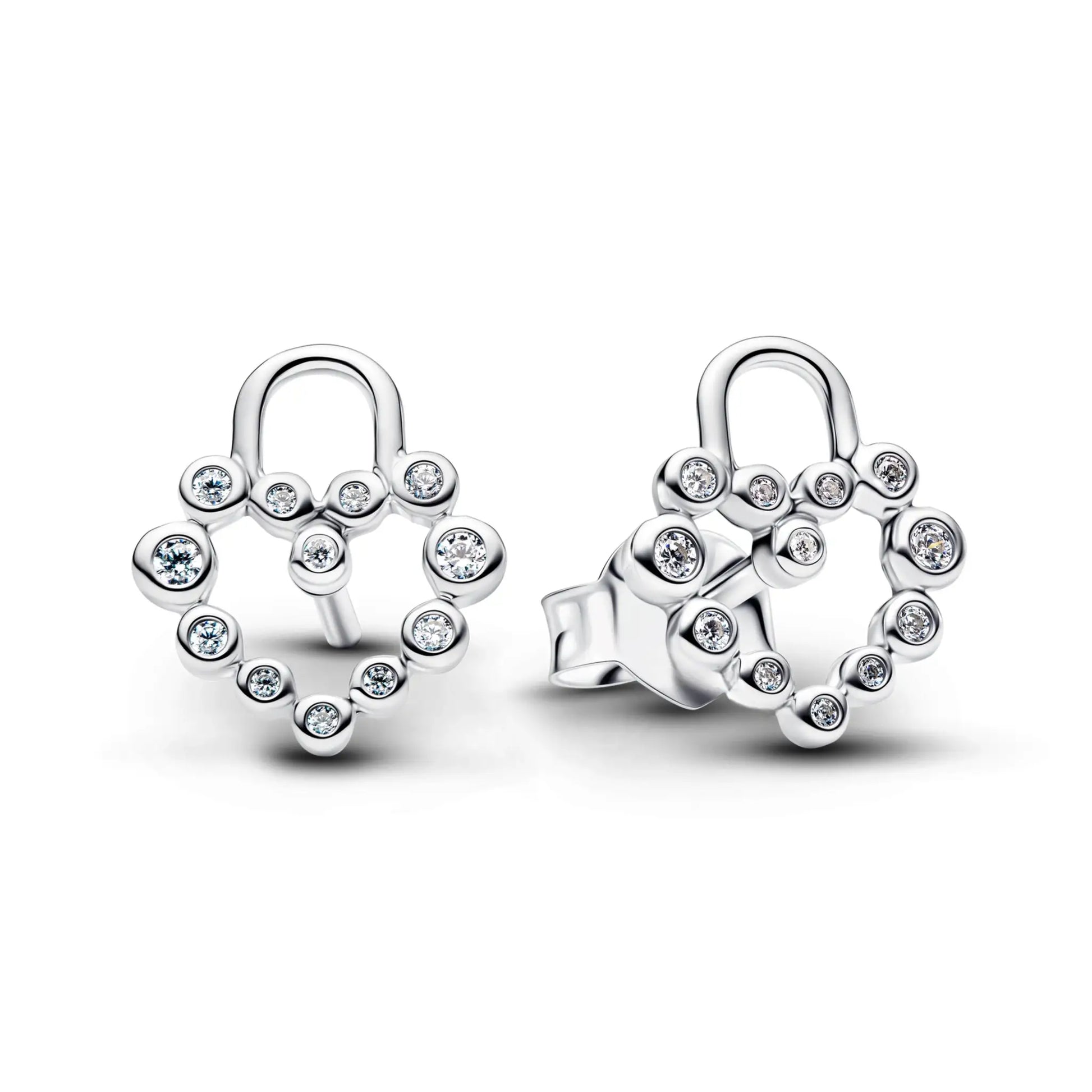 Silver rings with crystal pavé accents; a pair for women