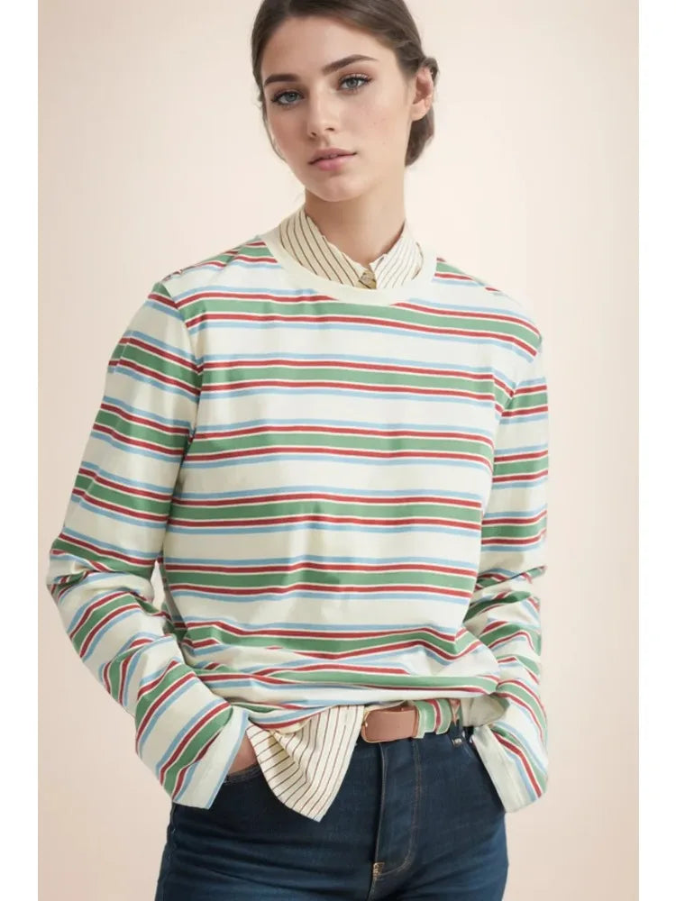 Hirsionsan Women Polo Neck T Shirt Loose Crop Top Cotton Blend Tee