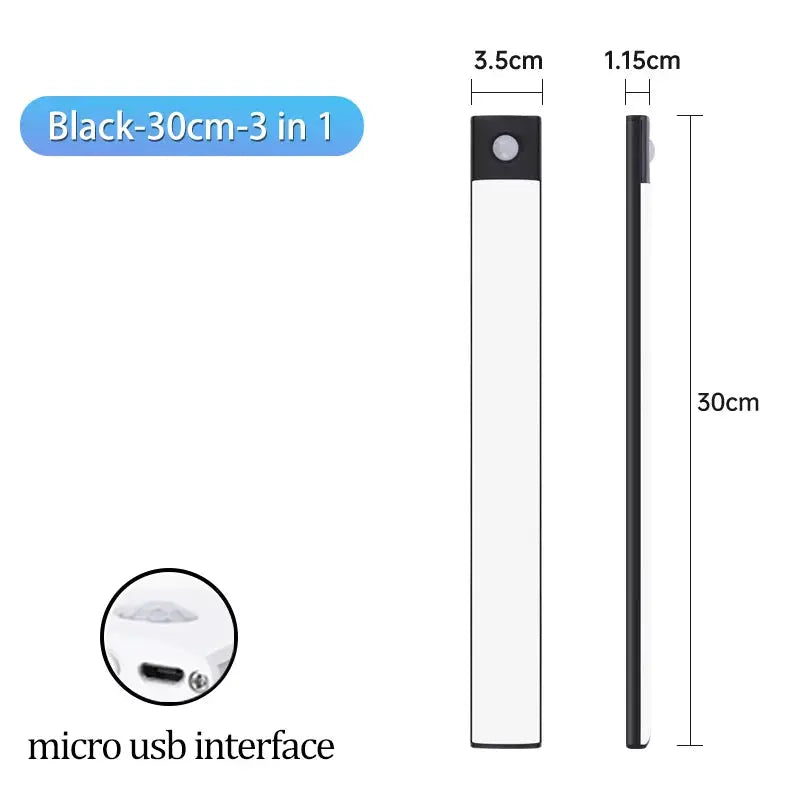 LumaLux USB Rechargeable Motion Sensor LED Cabinet Light With Three Color Temperatures Auto On Motion Activation
