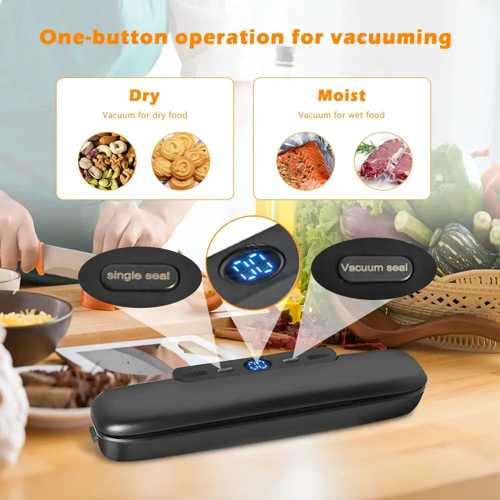 SaengQ Vacuum Sealer Packaging Machine CE Certified With Free 10 Pcs Vacuum Bags For Household Food Sealing