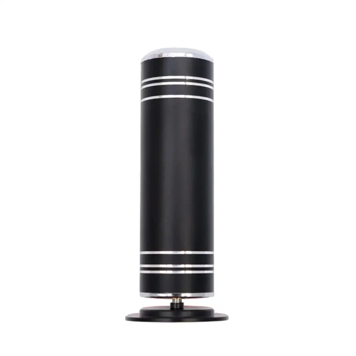 Electric foot grinder with black cylindrical body and silver rings on a round base.