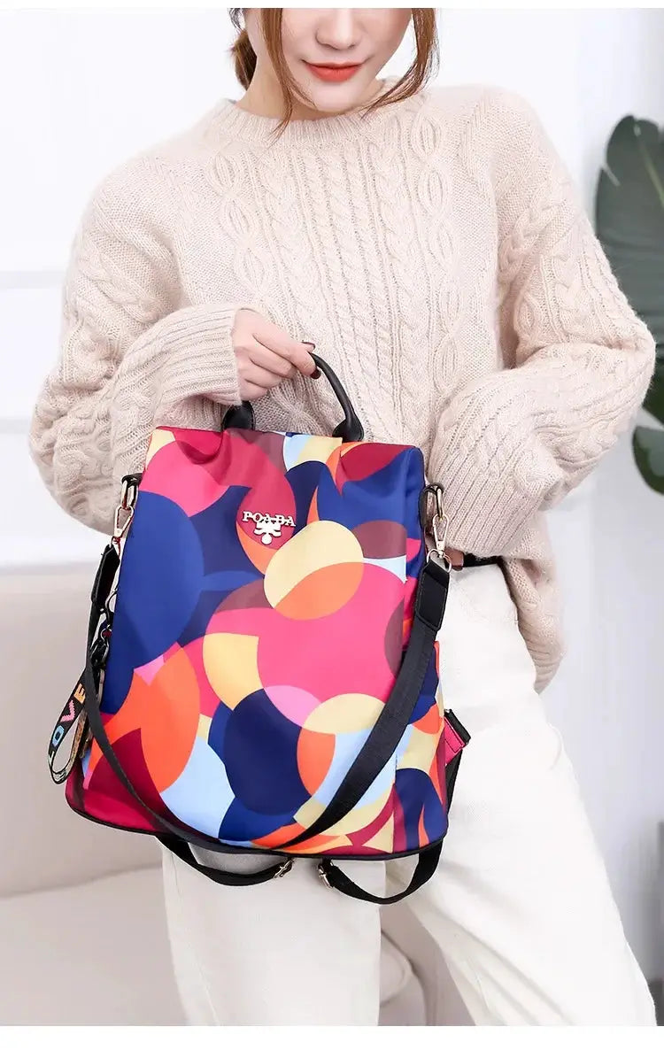 Women backpack Simples Market Oxford cloth with colorful abstract print