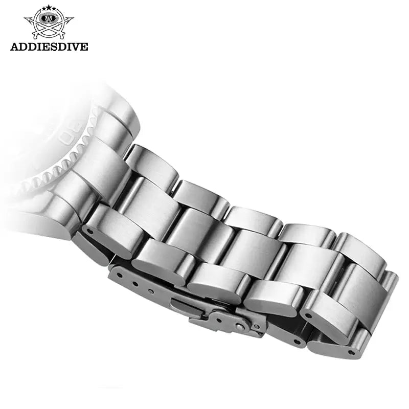 ADDIESDIVE stainless steel watch bracelet in silver finish for men's wristwatch