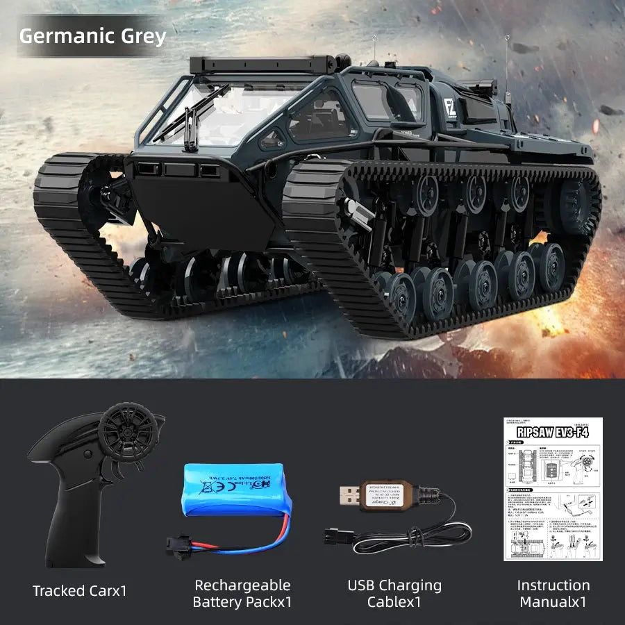 JJRC C8812 LED Light Full Scale Tracked Tank Simulation Model Toy RC Car Drift Remote Control Off Road Vehicle