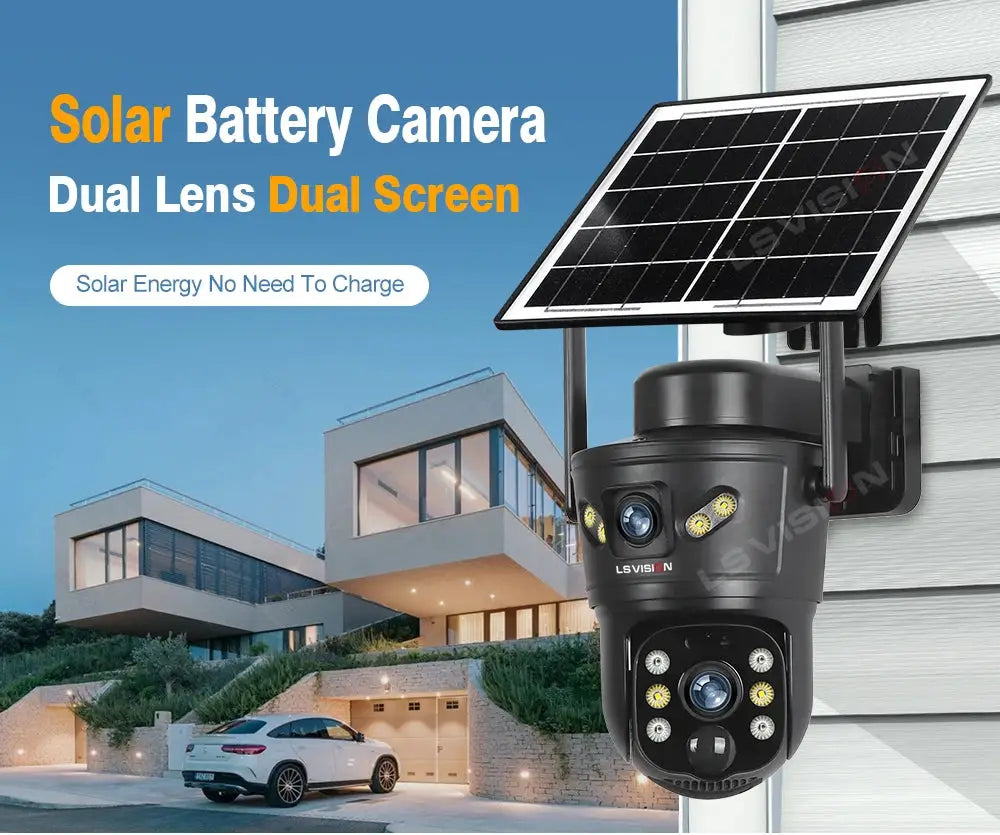 LS Vision solar outdoor camera with dual-lens and built-in night vision by Simples Market