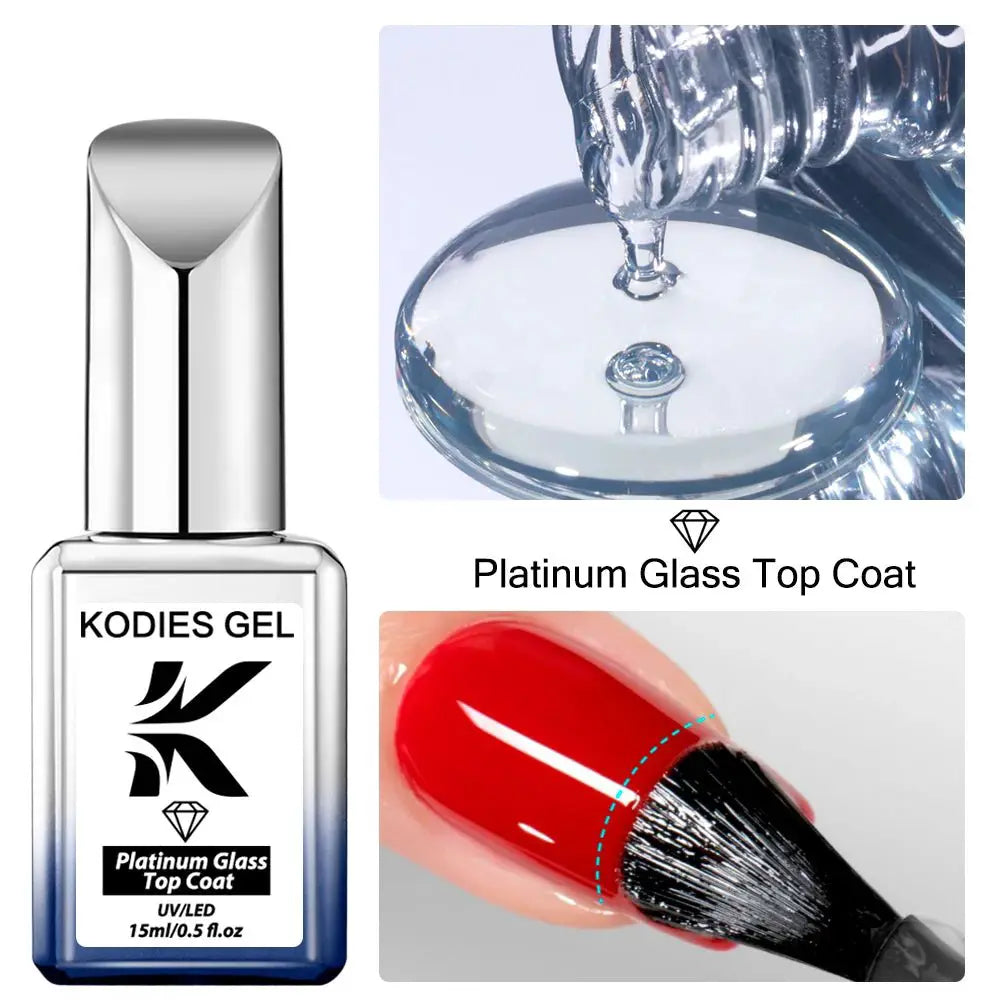 KODIES Chrome Top Coat Gel Nail Polish - UV Gel Finish, 15ML, No Wipe, Semi - Permanent - Simples Market