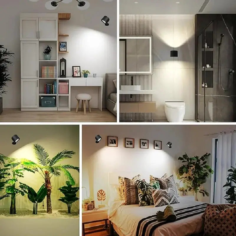 Simples Market LED wall sconces double-head wall lamp, black finish, touch control, 360° rotatable, 3 color options.