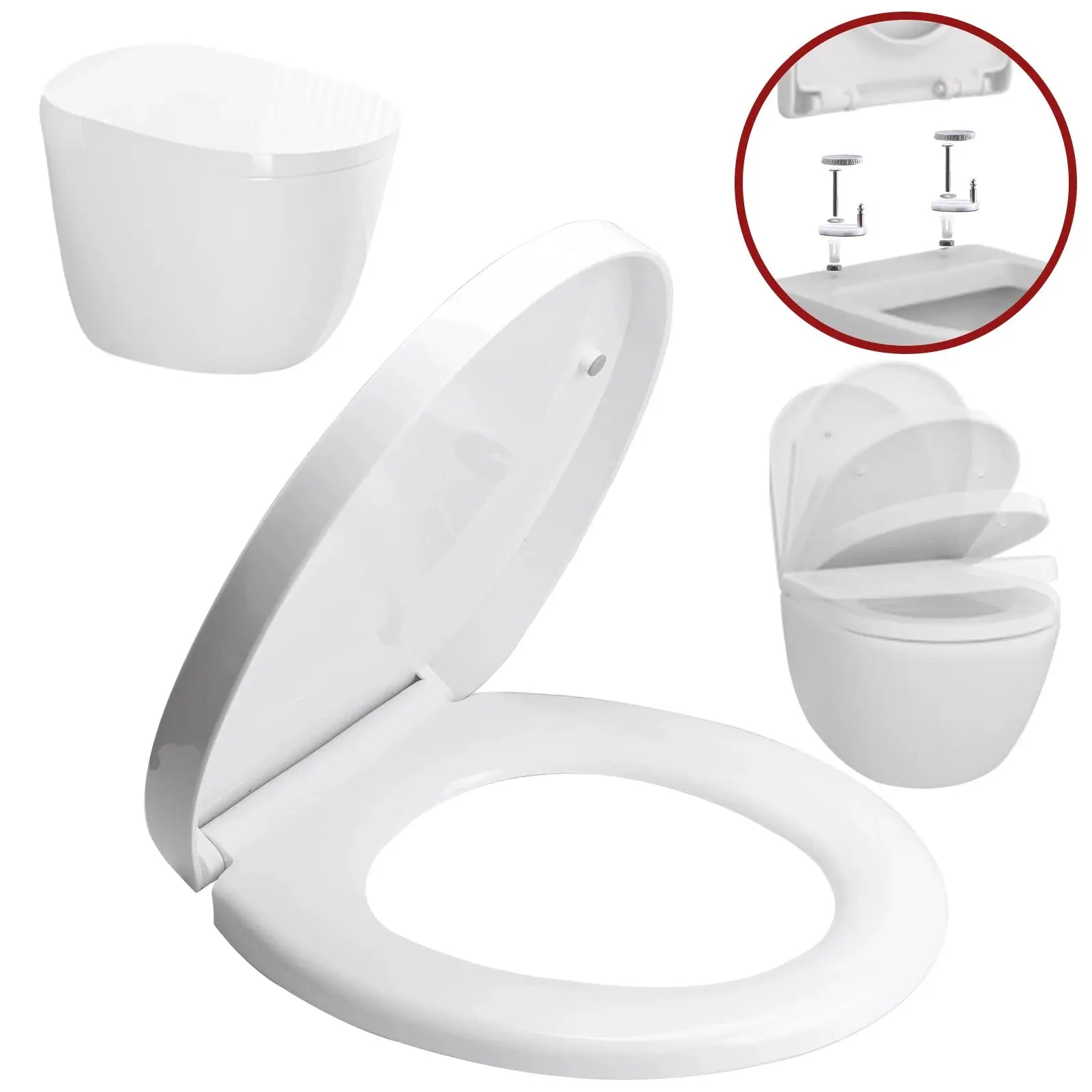 O-shaped toilet seat by Simples Market with slow-close white lid