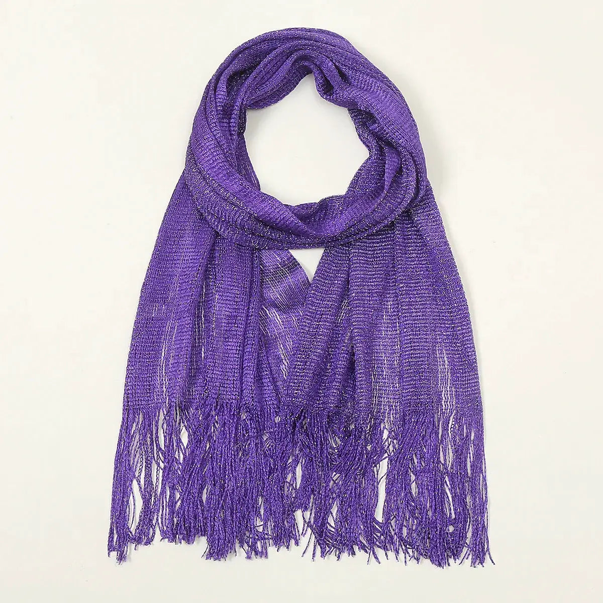 Glitter Shawl Banquet Style For Party And Evening Wear Gold And Silver Shiny Knit Scarf With Tassel