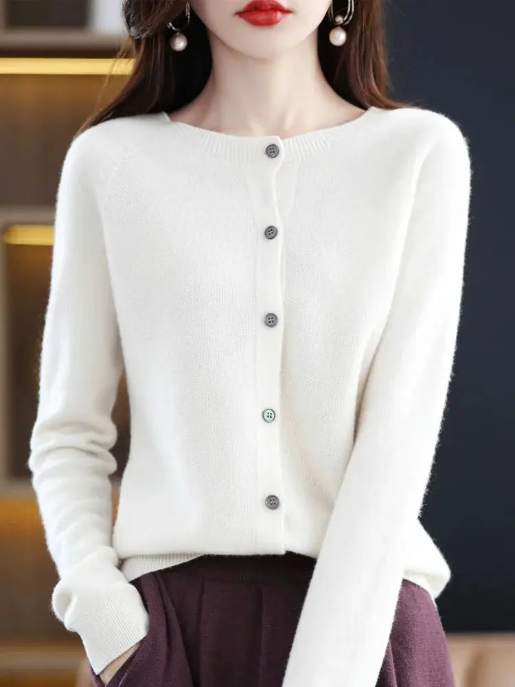 Everluxe Merino Wool Cardigan For Women With One Hundred Percent Australian Merino Softness For Autumn And Winter