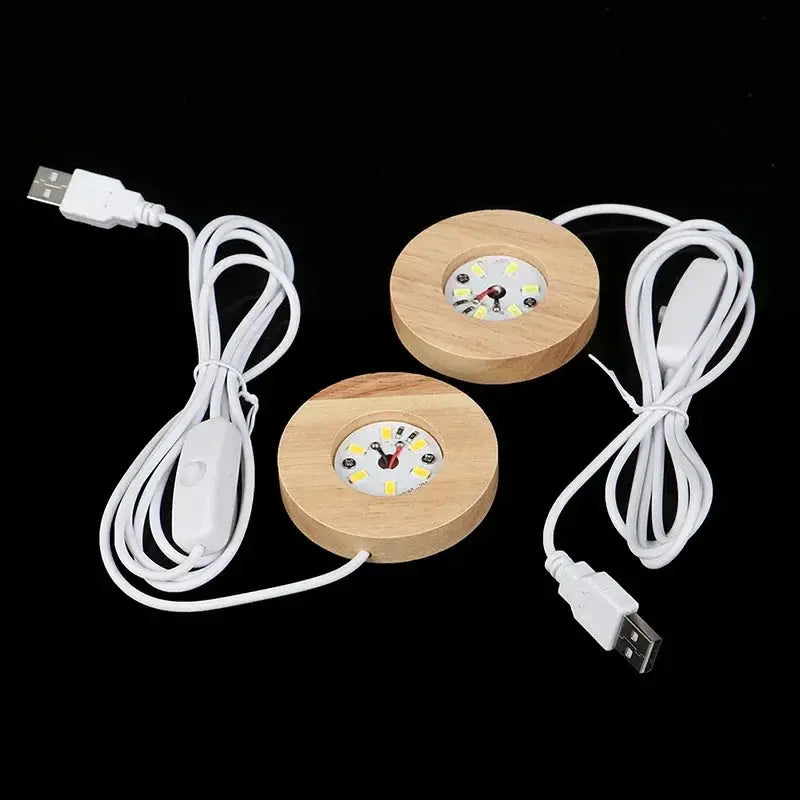 TimberLux Wood Desktop LED Night Light Base USB RGB Lamp For Art And Collectibles Warm White RGB Lighting