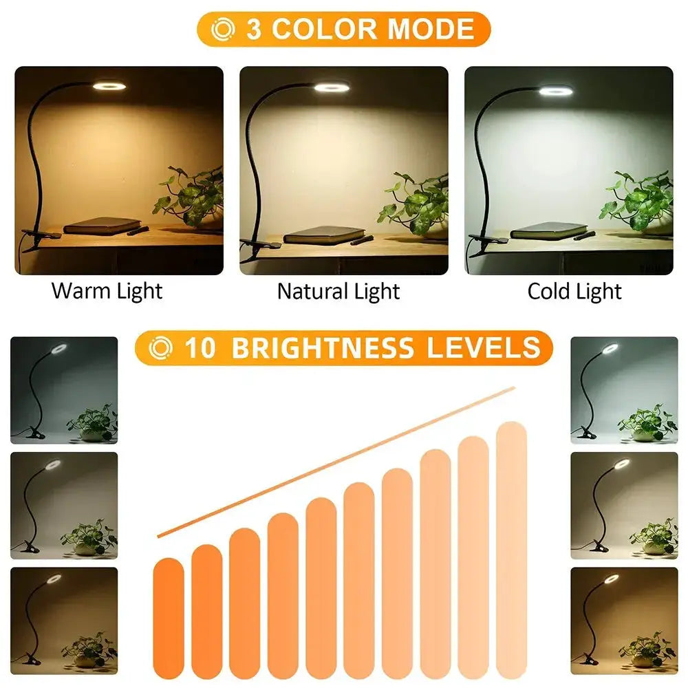 48-LED USB clip desk lamp by Simples Market with flexible gooseneck, 3 color modes and 10 brightness levels