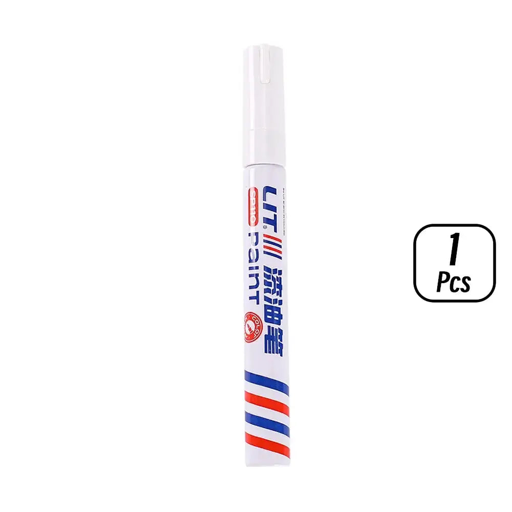 Permanent paint marker, 3mm tip, white body with blue-red label, Simples Market 1 Pc