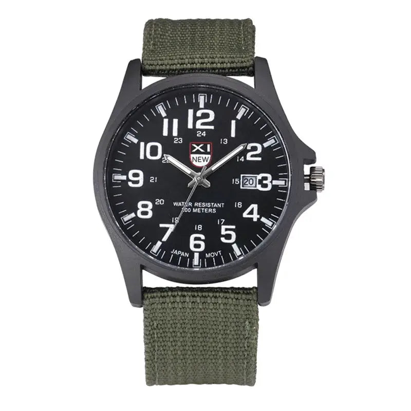 XINEW Mens Nylon Band Quartz Sports Watch With Date Display Casual Everyday Timepiece