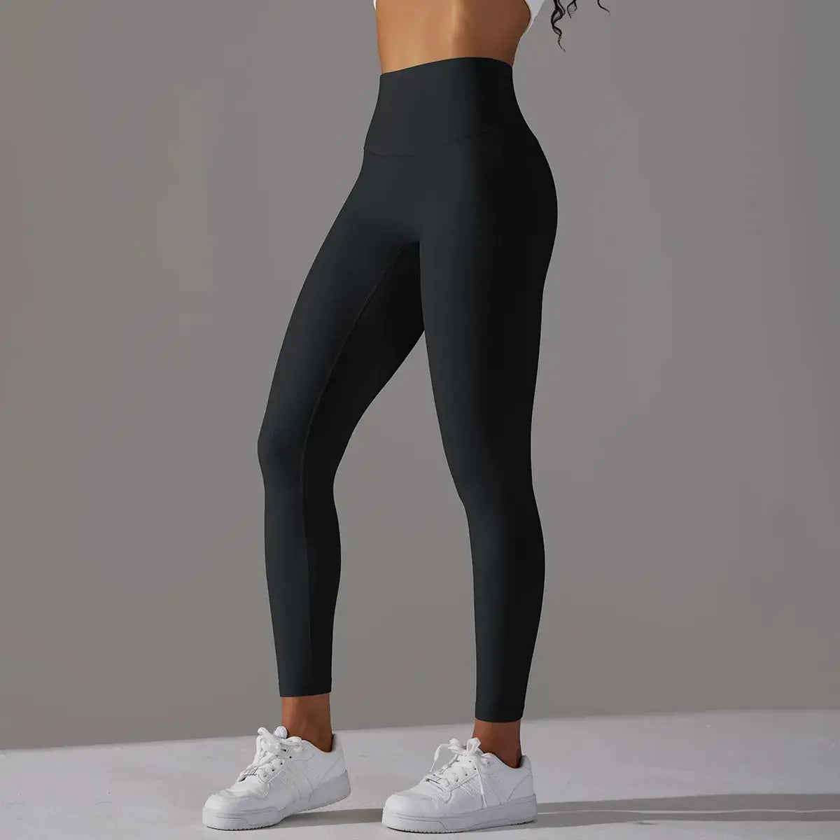 High waist naked-feeling leggings for women, black, Simples Market fitness yoga pants