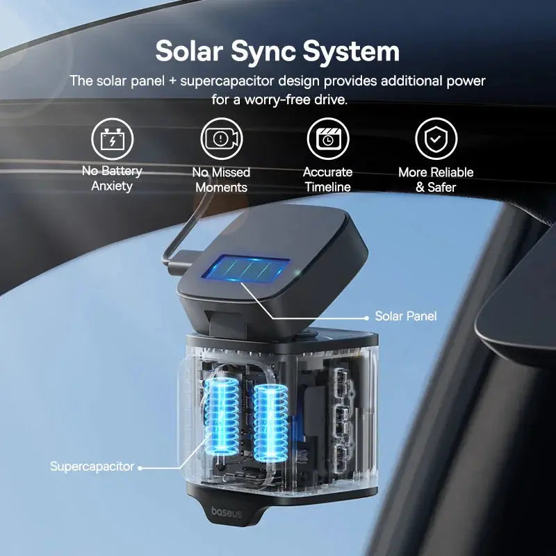 Baseus 4K Dash Cam VD1 Pro front/rear UHD car camera with solar panel and supercapacitor