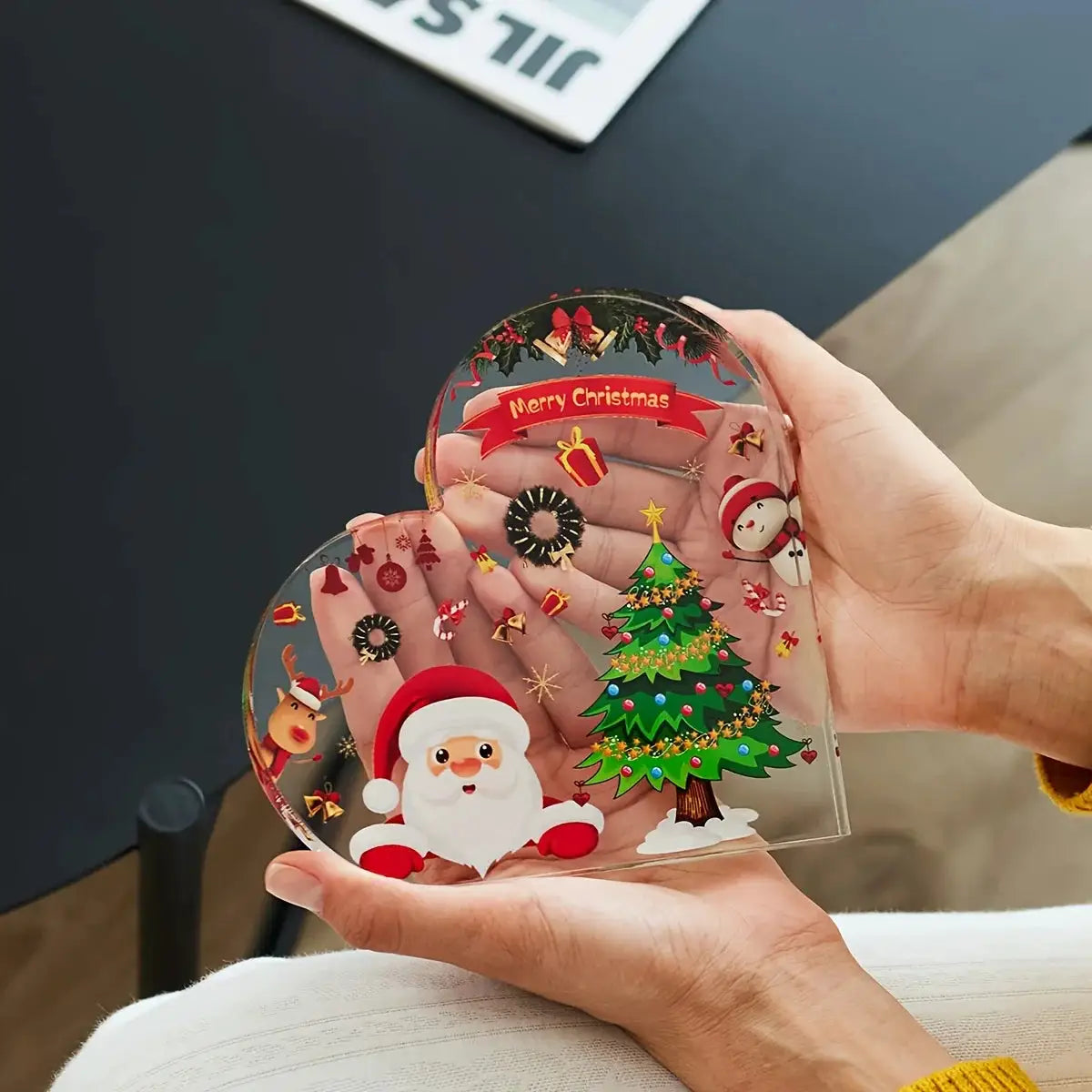 Cute Heart Shaped Christmas Decorations Acrylic For Dining Table Office Counter Desk Shelf Home Decor