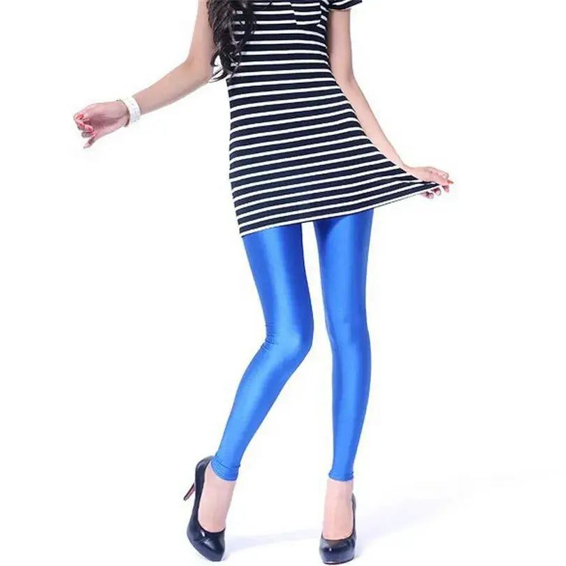 VivaWear Spring Solid Candy Neon Leggings For Women High Stretch Breathable Polyester All Day Comfort