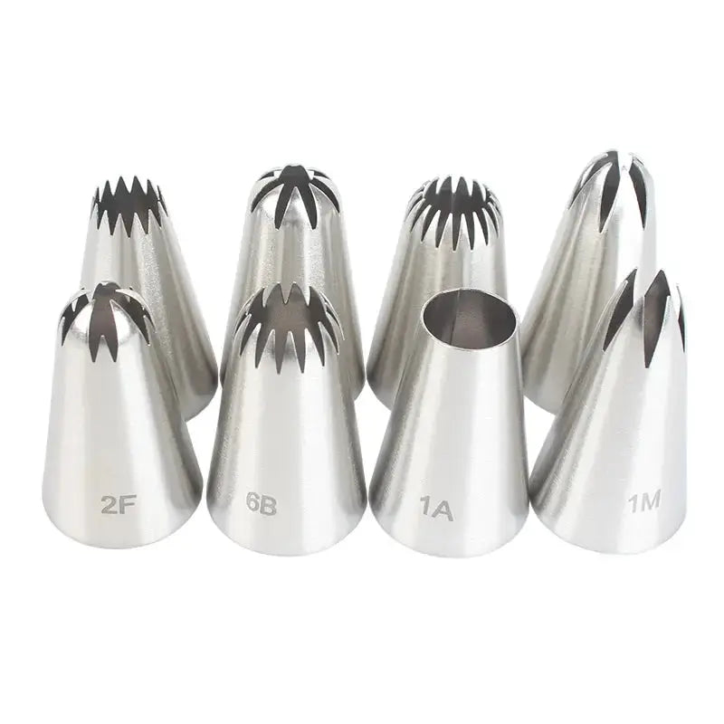 8 Piece Stainless Steel Piping Tip Set for Cake Decorating, Precision Icing Nozzles for Cakes and Cupcakes