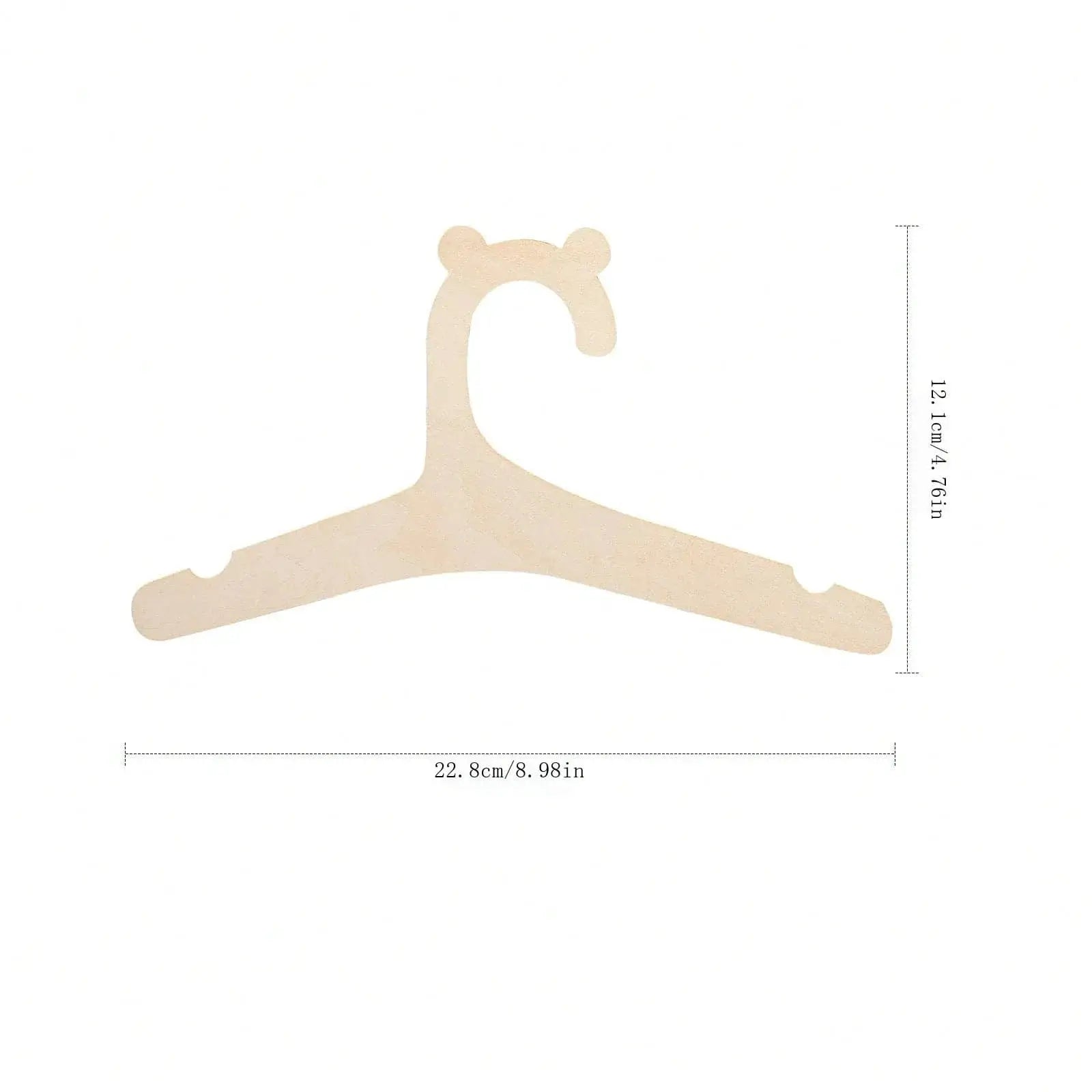 Bear-shaped wooden baby clothes hanger in natural wood color for nursery decor by Simples Market