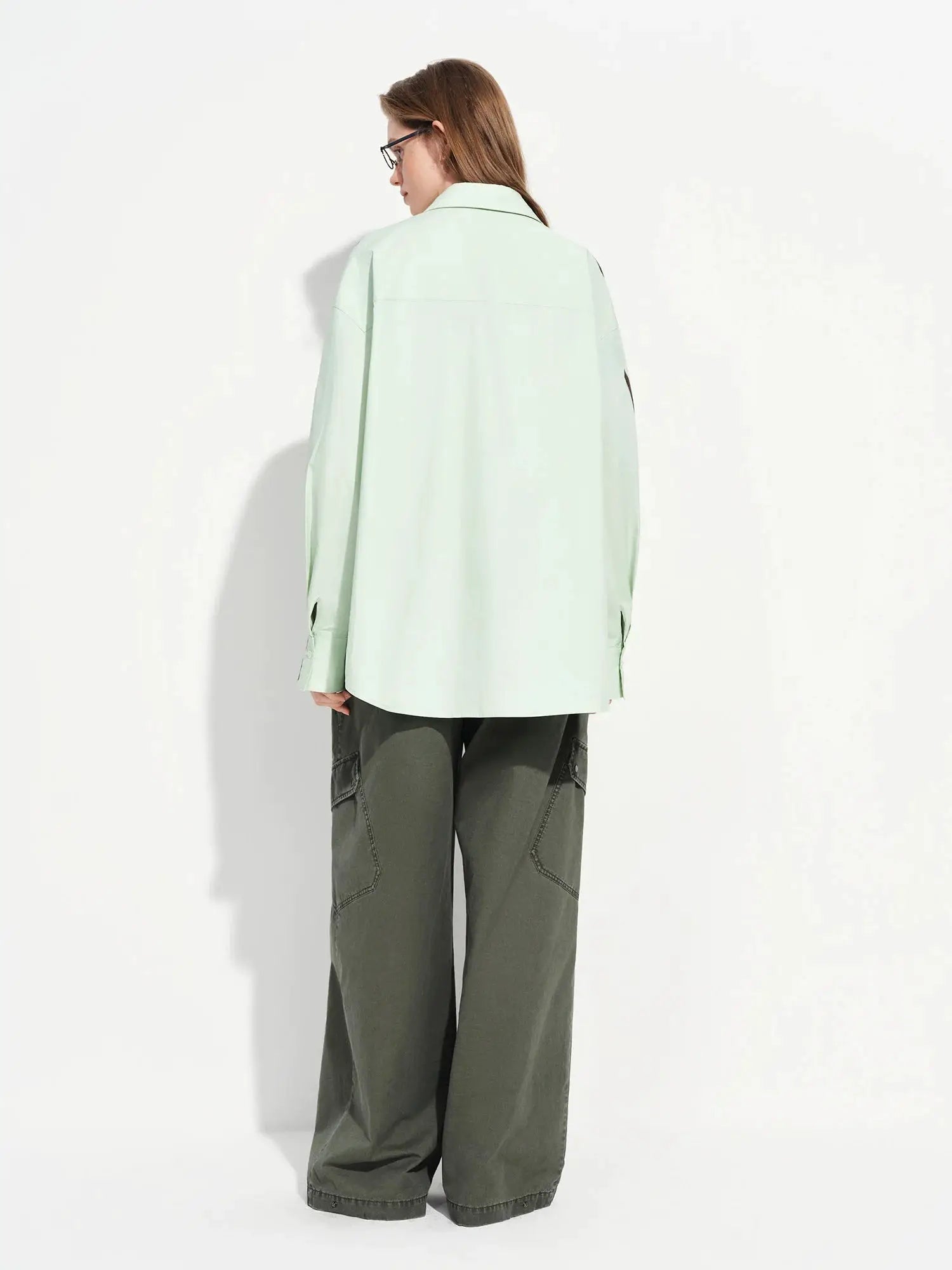 Shirt by Simples Market, FSLE Premium oversized mint green cotton long-sleeve with web strap detail