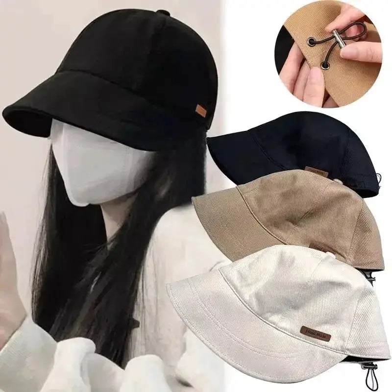 Women's Foldable Sunhat Fisherman Bucket Hat UV Protection Wide Brim Adjustable Cotton Polyester for Beach Outdoor