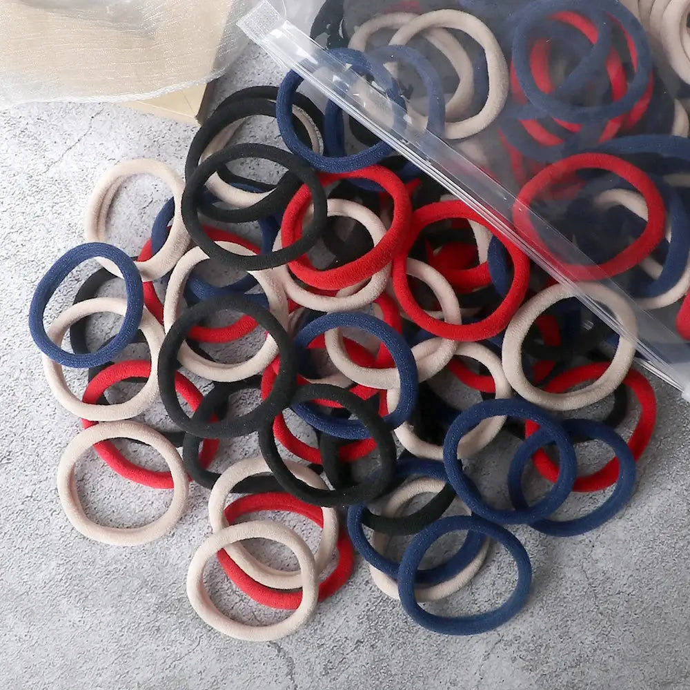NovaHair 50 Pcs Mixed Colors Hair Bands 4 Cm Elastic Hair Ties Ponytail Holders Gentle Hold For Everyday Ponytails
