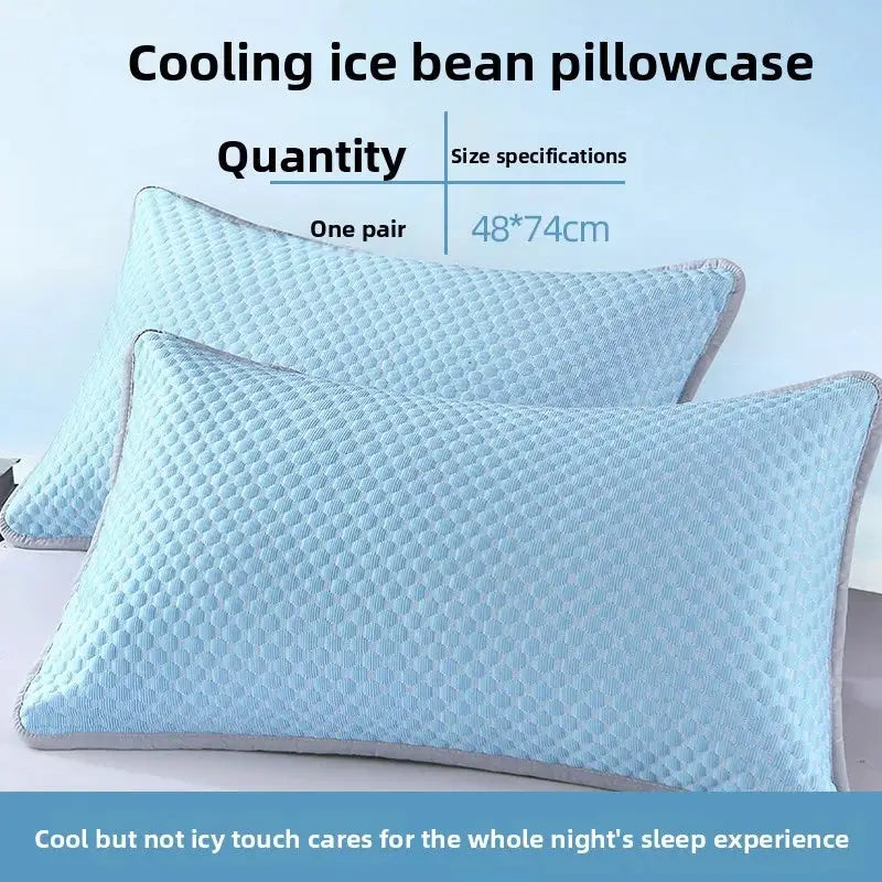 Cooling ice bean pillowcase pair by Simples Market in light blue breathable quilted fabric 48x74cm