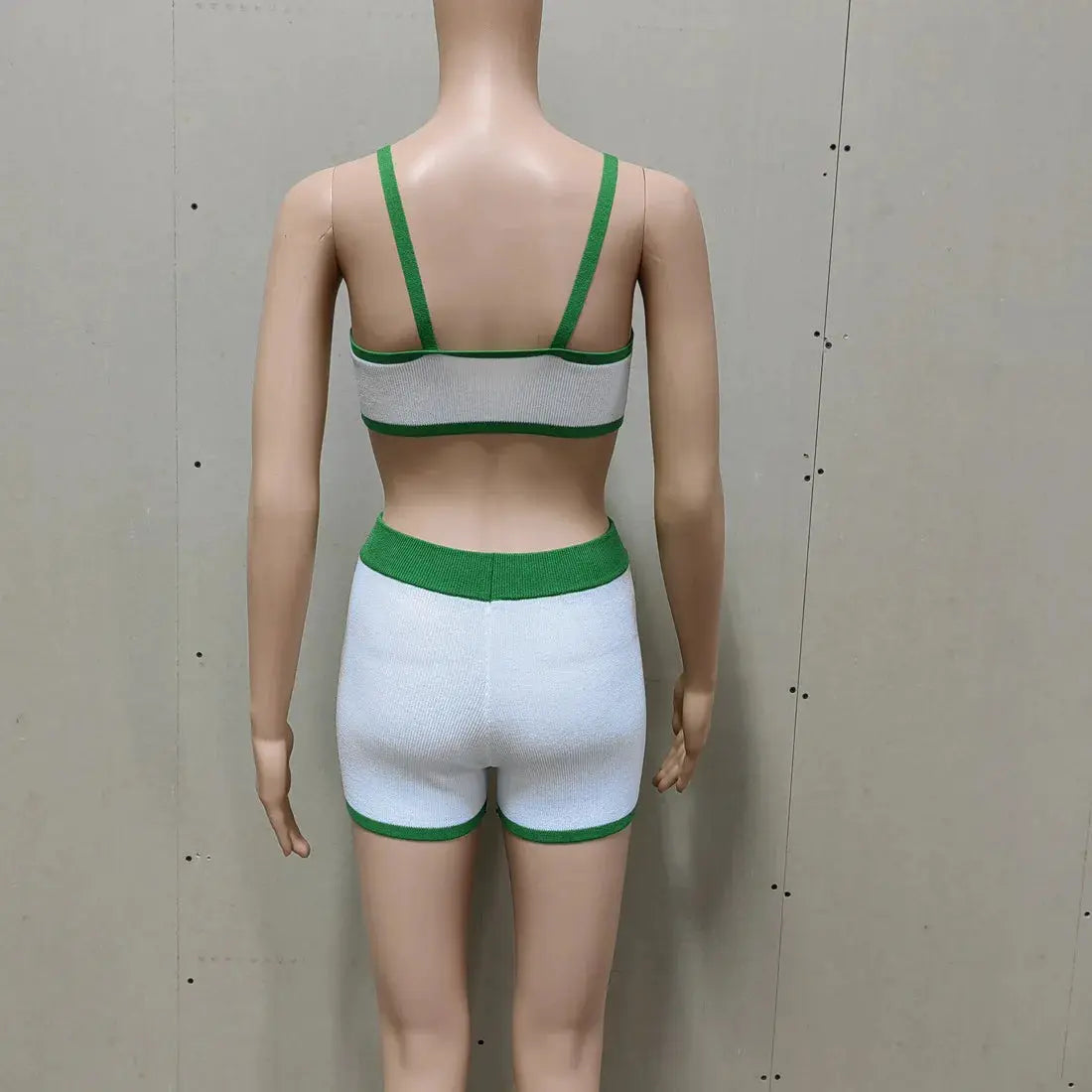 Tossy Summer Contrast Knit Halter Top And Short Trousers Set Y2K Women
