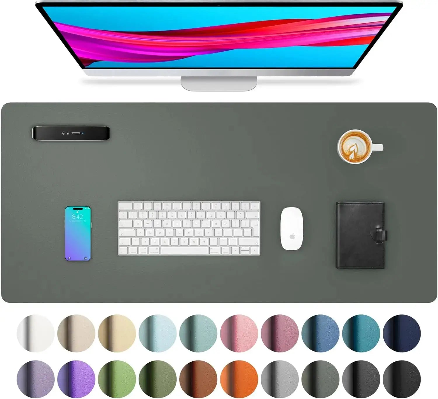 Large Waterproof PU Leather Desk Mat And Mouse Pad For Home Office Gaming Desk Pad With Non Slip Backing