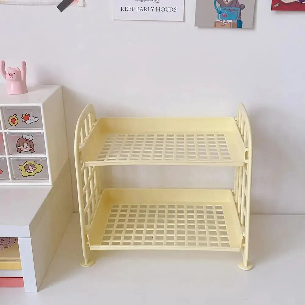 Desktop Stationery Rack and Makeup Organizer Combines Multi Function Plastic Desk Shelf Storage for Office Dorm Vanity