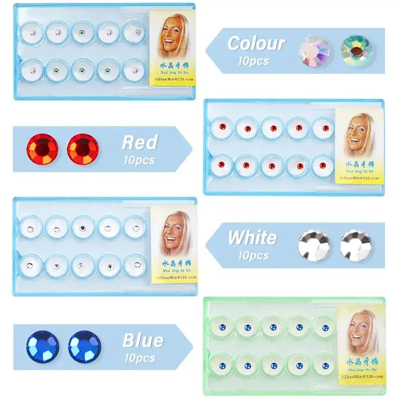 Dental tooth gem set by Simples Market, 10pcs crystal diamond ornaments in assorted colors