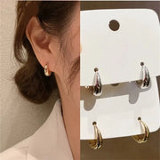 Huitan Fashion Metal Hoop Earrings For Women Simple Versatile Everyday Wear Young Girls Statement Jewelry