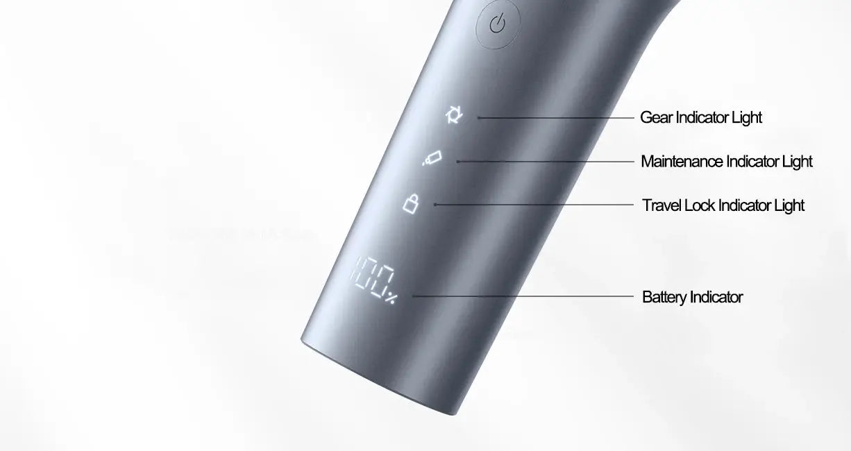 MIJIA Hair Clipper 2 cordless trimmer with titanium alloy blade, metallic gray body and LED indicator lights