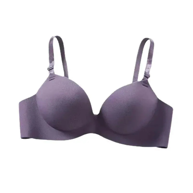 Women seamless wireless push-up bra 3/4 cup in lavender purple