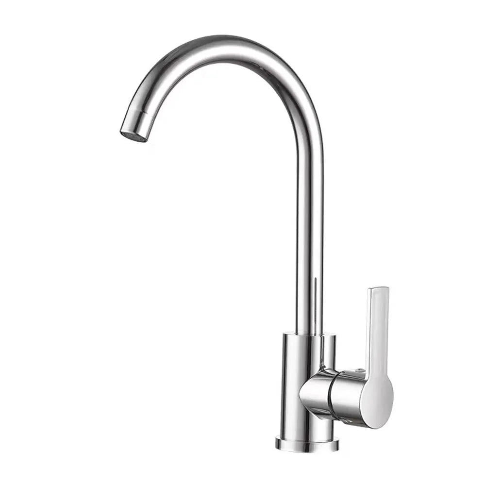Simples Market chrome kitchen faucet with gooseneck spout and single lever for deck mounting