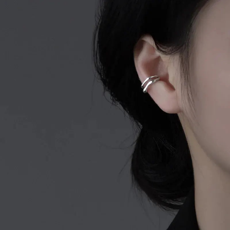 1Pc Ear Cuff Earring Non Piercing Double Layer Ear Clip For Women Fake Cartilage Simple Y2K Jewelry New