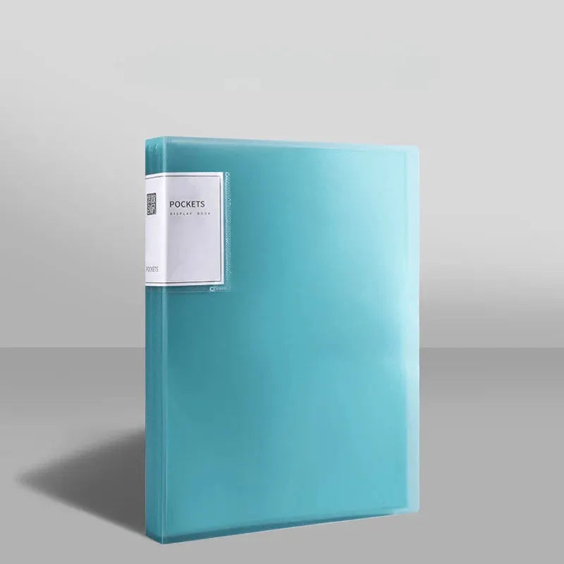 Data Book A4 transparent insert folder, blue multi-layer large-capacity with front label pocket, Simples Market