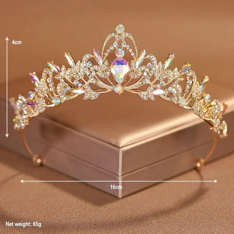 Purple Bridal Headwear Crystal Crown For Women Grand Party Tiara Wedding And Birthday Accessory