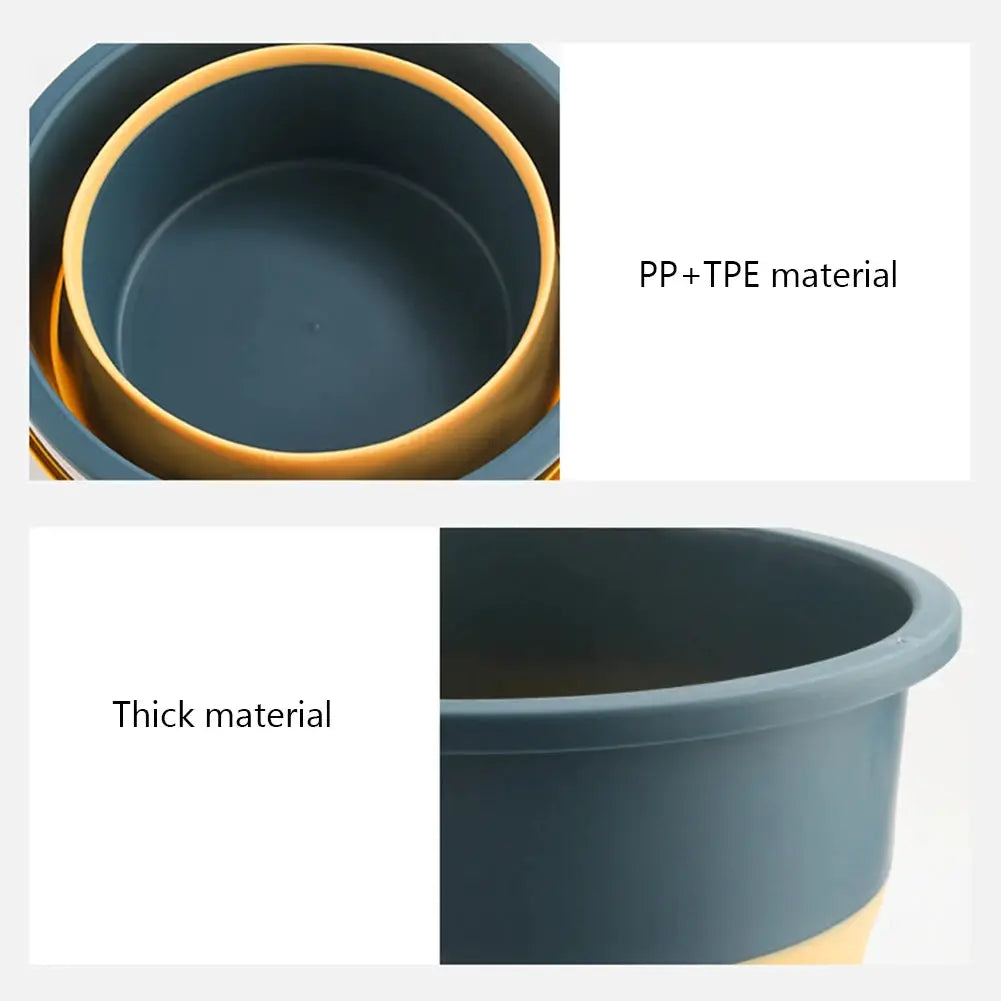 Folding silicone bucket with lid, 5/10/17L, blue-gray with orange rim, Simples Market