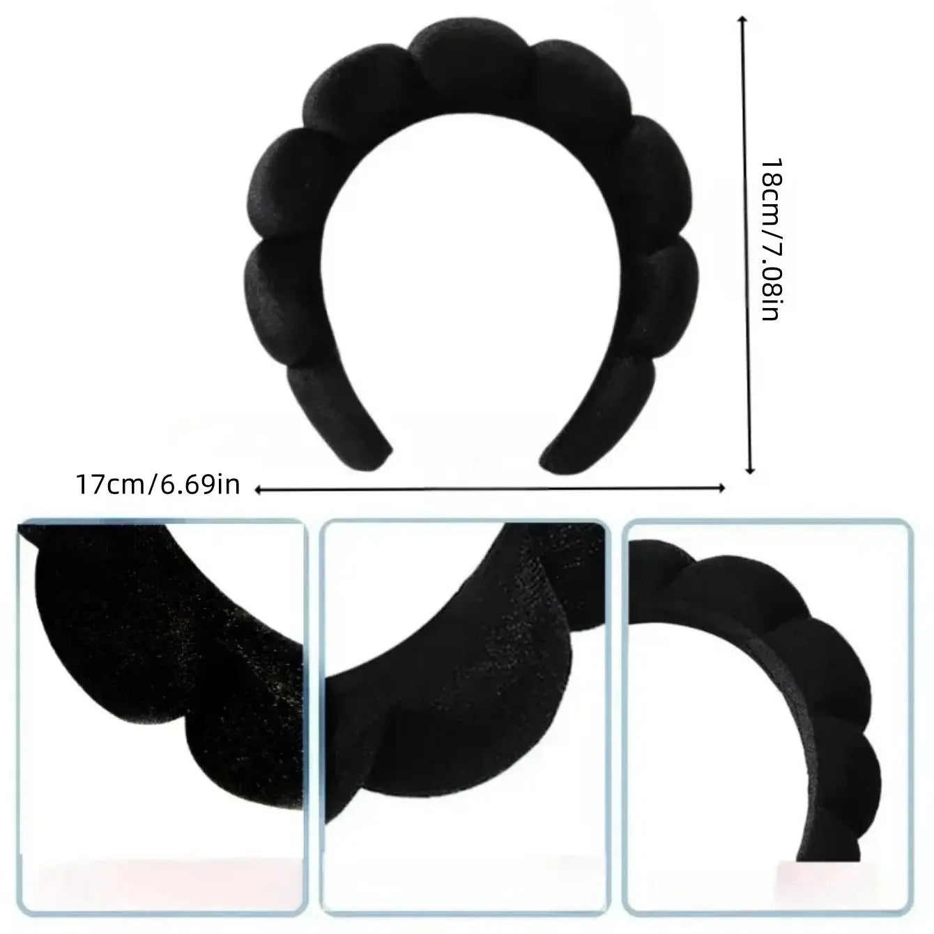 Three Piece Bubble Headband Set With Wristbands And Scrunchies For Face Washing Makeup And Shower Spa Skincare