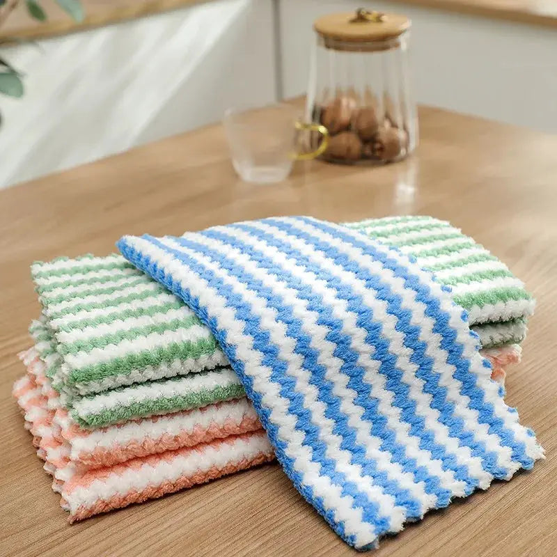 20Pcs kitchen microfiber wipes set with coral velvet wave design by Simples Market