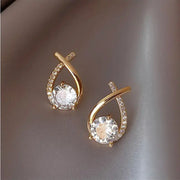 Shiny Micro Inlaid Rhinestone Earrings Delicate Geometric Cross Stud Ladies Fashion Daily Wear Party Accessories