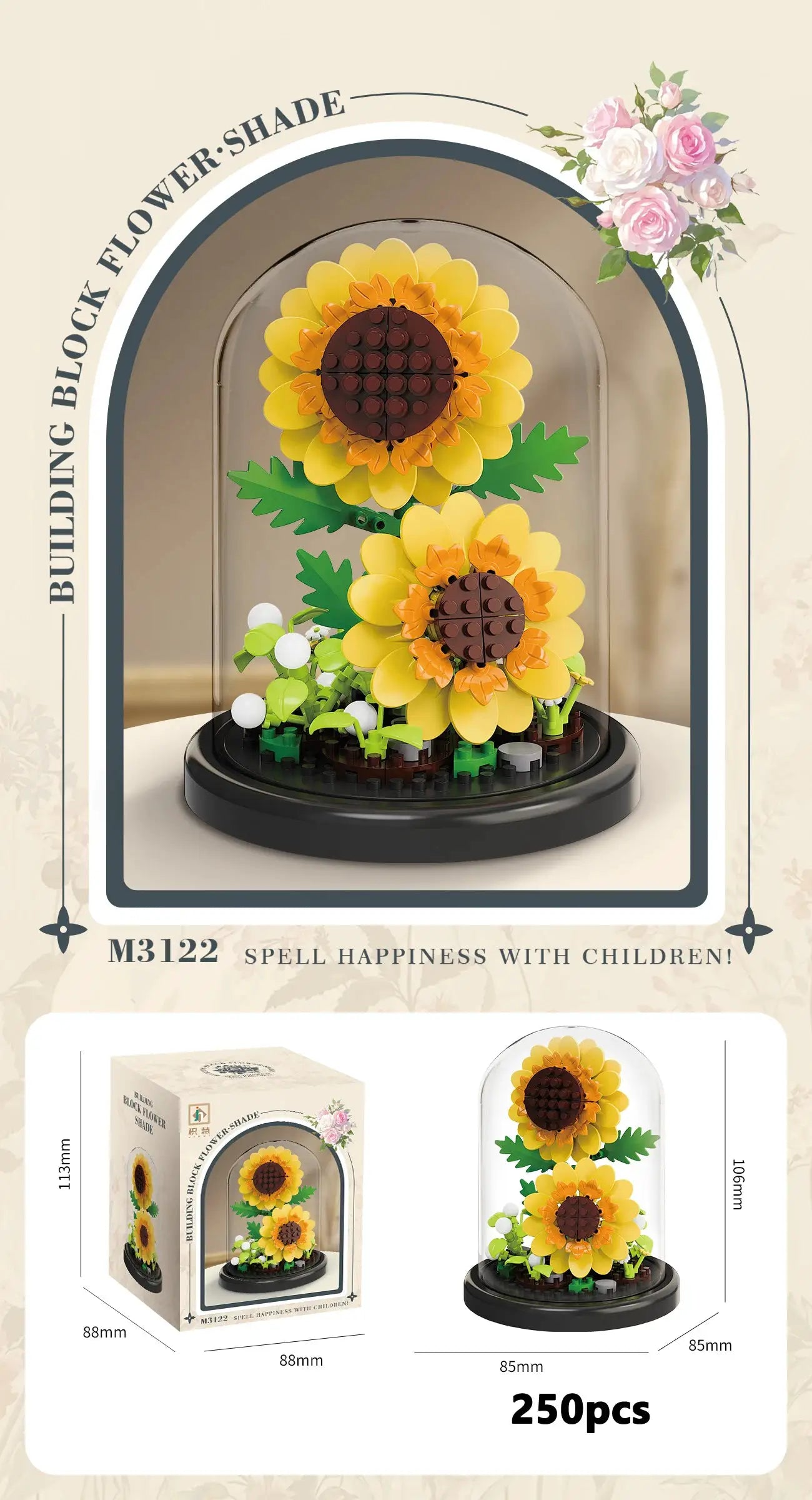Eternal Flower Bouquet Bonsai Potted Plant Micro Building Blocks Model Decor Puzzle Toys Kids Birthday Christmas Gifts