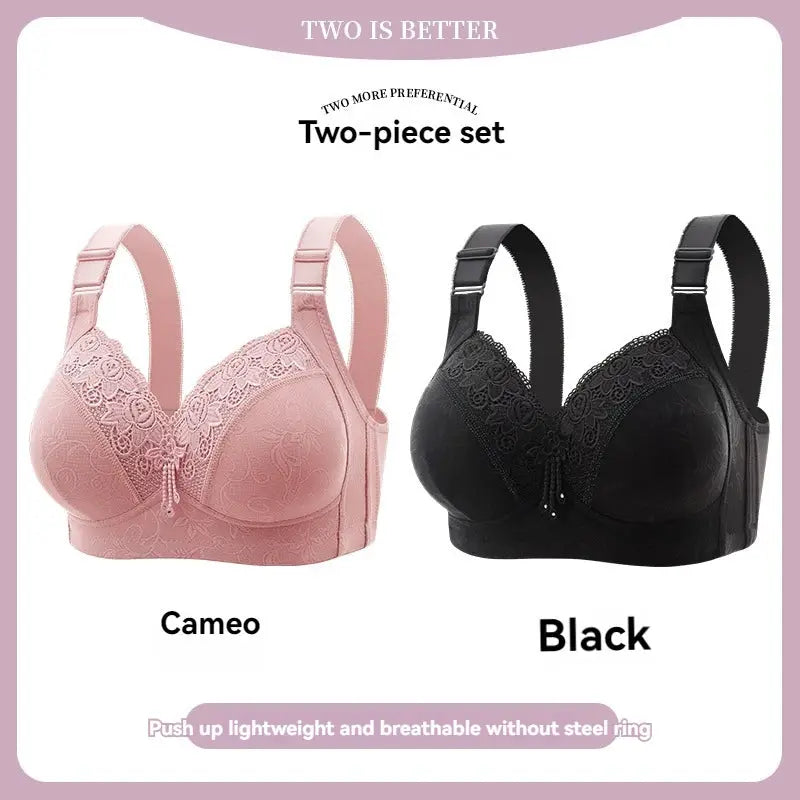 Lace bras two-piece set in pink Cameo and black shades