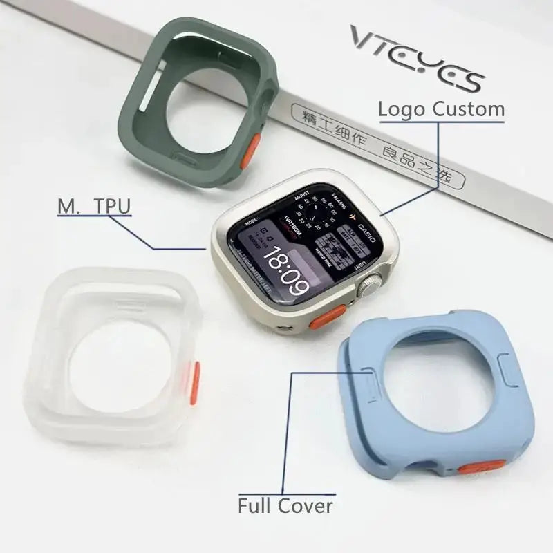 Simples Market set of four bumper soft silicone Apple Watch cases, full-cover TPU protection.