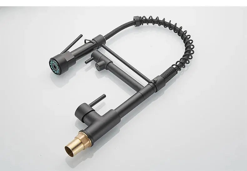 Kitchen faucet with pull-down sprayer by Simples Market, high-arc matte black finish.