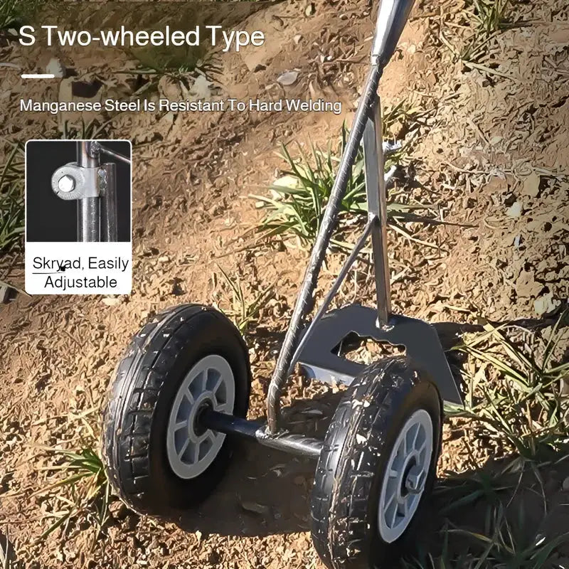 Hand Pulled 3 in 1 Wheel Hoe Cultivator With Double Wheel Weeder Tiller Furrow Plow For Garden